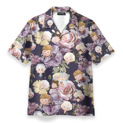 Golden Girl Tropical Flowers Pattern Hawaiian Shirt