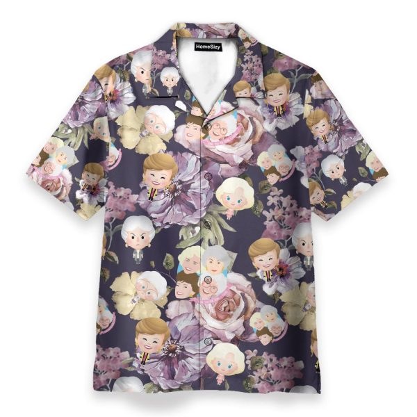 Golden Girl Tropical Flowers Pattern Hawaiian Shirt
