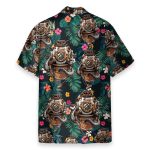 Scuba Diving Helmet Tropical Leaves Pattern Hawaiian Shirt