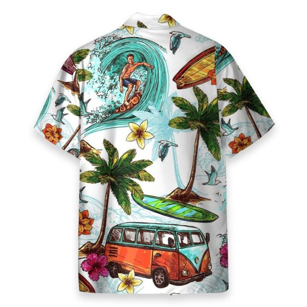 Surfing And Hippie Vans On The Beaches Hawaiian Shirt