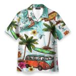 Surfing And Hippie Vans On The Beaches Hawaiian Shirt
