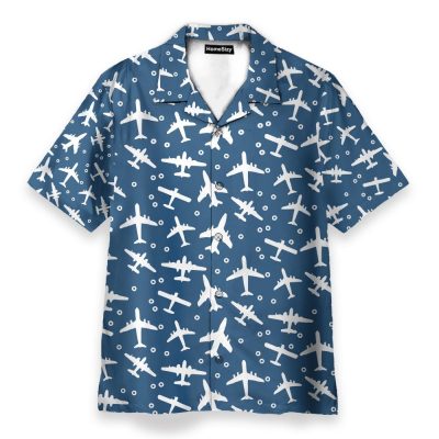 Blue And White Aeroplanes Hawaiian Shirt & Beach Shorts