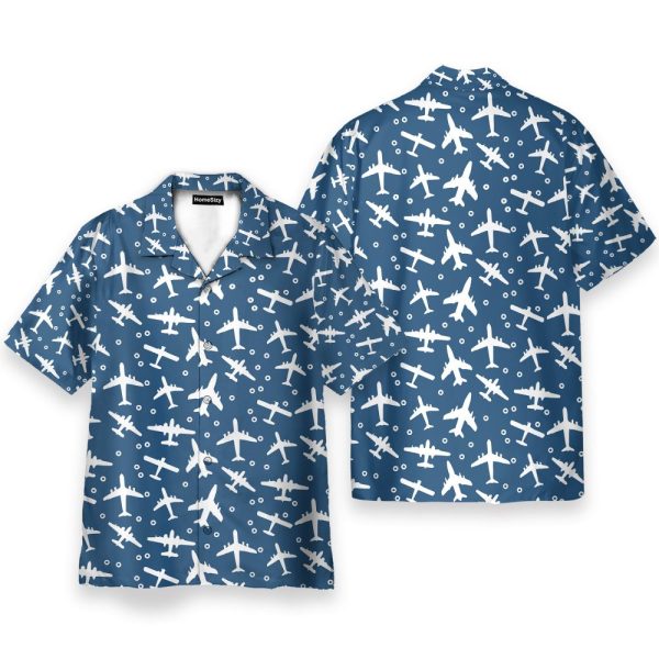 Blue And White Aeroplanes Hawaiian Shirt & Beach Shorts