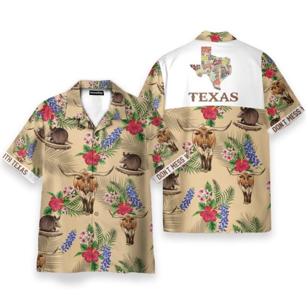Tribal Armadillo And Longhorn Texas Pattern Hawaiian Shirt & Beach Shorts