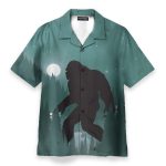 Bigfoot In Night Men'S Button'S Up Shirts Hawaiian Shirt