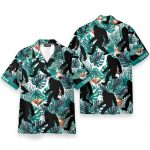Bigfoot Walking Men'S Button'S Up Shirts Hawaiian Shirt