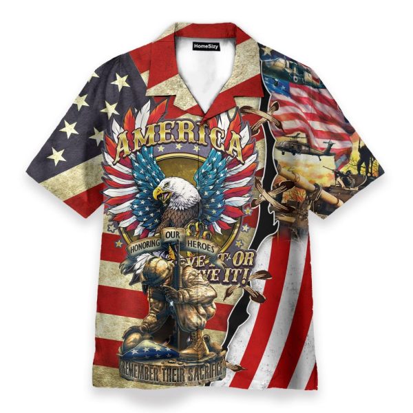 Soldier And Eagle American 4Th July America Independence Day Hawaiian Shirt