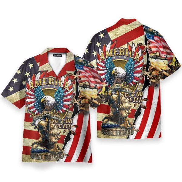 Soldier And Eagle American 4Th July America Independence Day Hawaiian Shirt
