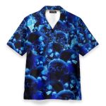 Blue Skull Men'S Button Up Shirts Hawaiian Shirt & Beach Shorts