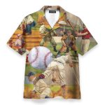 Playing Baseball Men'S Button'S Up Shirts Hawaiian Shirt