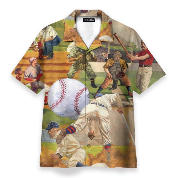 Playing Baseball Men'S Button'S Up Shirts Hawaiian Shirt