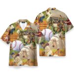 Playing Baseball Men'S Button'S Up Shirts Hawaiian Shirt