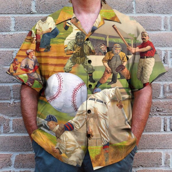Playing Baseball Men'S Button'S Up Shirts Hawaiian Shirt
