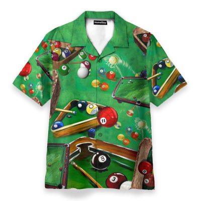 Playing Pool Billiard Tropical Hawaiian Shirt