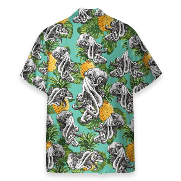 Octopus With Pineapple Summer Hawaiian Shirt & Beach Shorts
