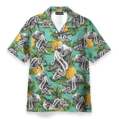 Octopus With Pineapple Summer Hawaiian Shirt & Beach Shorts