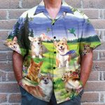 Corgi On The Valley Cute Dog Hawaiian Shirt