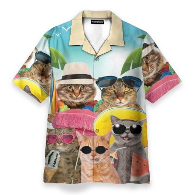 Cat Tropical Beach Hawaiian Shirts