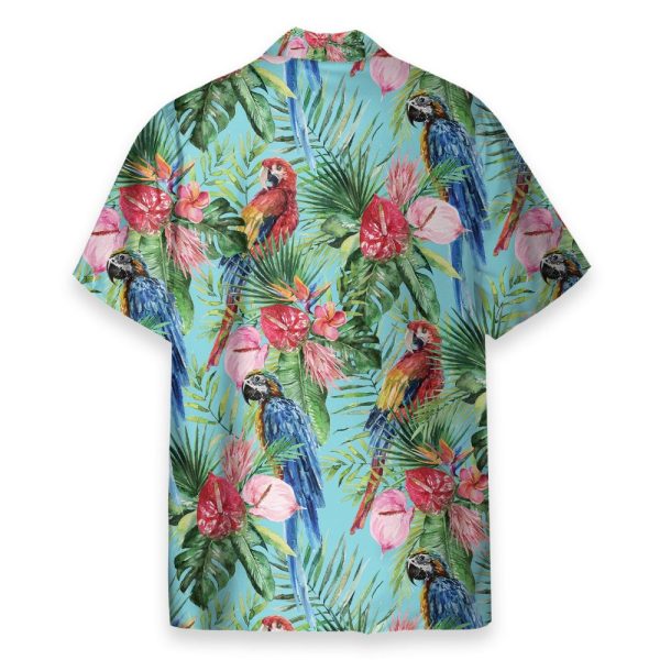 Beach Parrot Tropical Flowers Pattern Hawaiian Shirt