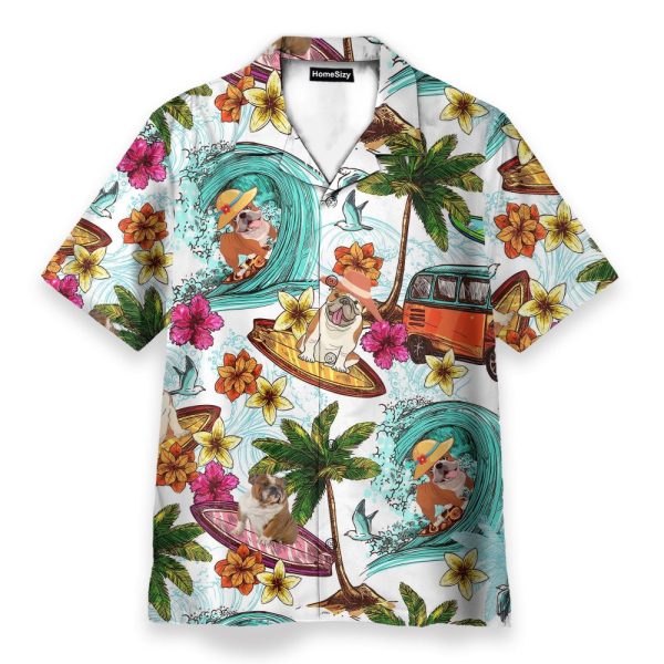 Enjoy Summer Surfing With Bull Dog Hawaiian Shirt & Beach Shorts
