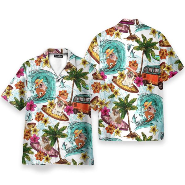 Enjoy Summer Surfing With Bull Dog Hawaiian Shirt & Beach Shorts