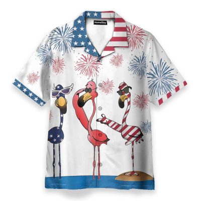 4Th July America Independence Day Flamingo Hawaiian Shirt