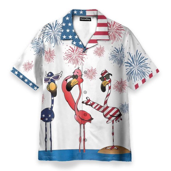 4Th July America Independence Day Flamingo Hawaiian Shirt