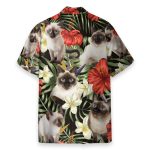 Siamese Cat In Tropical Green Leaves Hawaiian Shirt