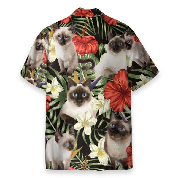 Siamese Cat In Tropical Green Leaves Hawaiian Shirt