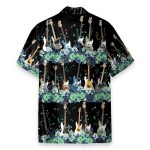 Bass Guitar Tropical Flower Strip Pattern Hawaiian Shirt