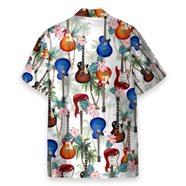 Guitar Tropical Flowers Pattern Hawaiian Shirt