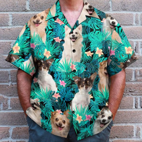 Chihuahua In Tropical Green Leaves Hawaiian Shirt