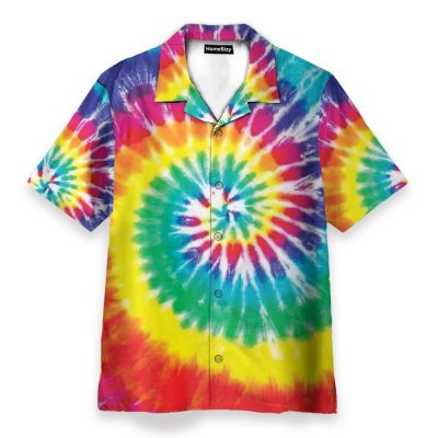 Hippie Tie Dye Style Hawaiian Shirt & Beach Shorts