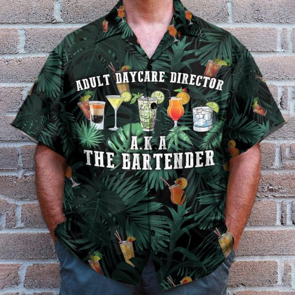 Aldult Daycare Director Aka The Bartender Tropical Pattern Hawaiian Shirt