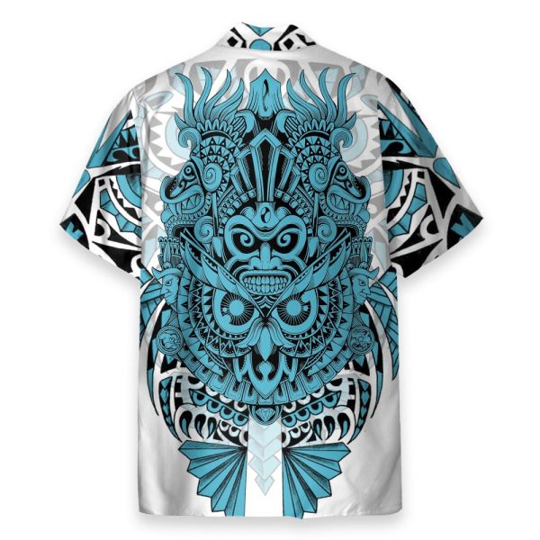 Nordic Viking Owl Tattoo Blue Color Hawaiian Shirt