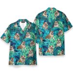 England Bulldog Tropical Leaves Pattern Hawaiian Shirt