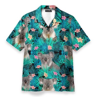 Koala In Tropical Green Leaves Hawaiian Shirt