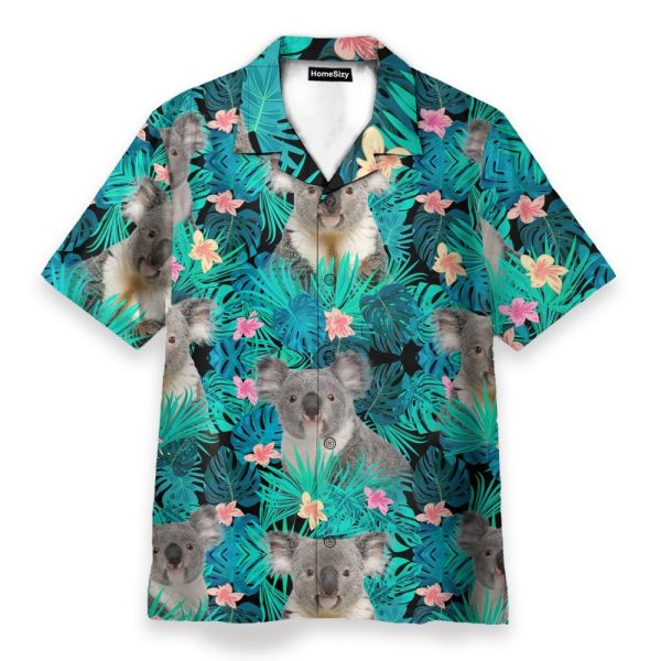 Koala In Tropical Green Leaves Hawaiian Shirt