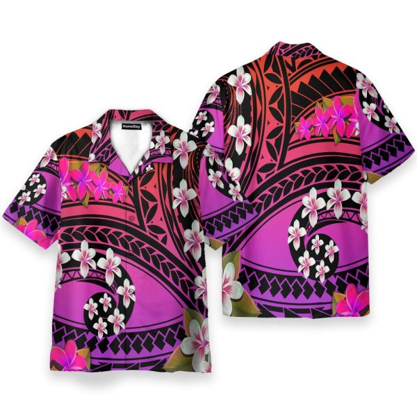 Plumeria Polynesian Purple Hawaiian Shirt