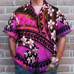 Plumeria Polynesian Purple Hawaiian Shirt