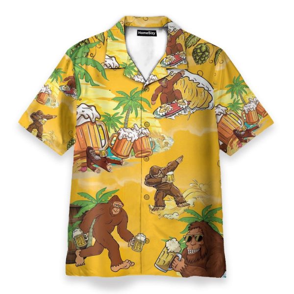 Bigfoot Summer Beer Men'S Button'S Up Shirts Hawaiian Shirt