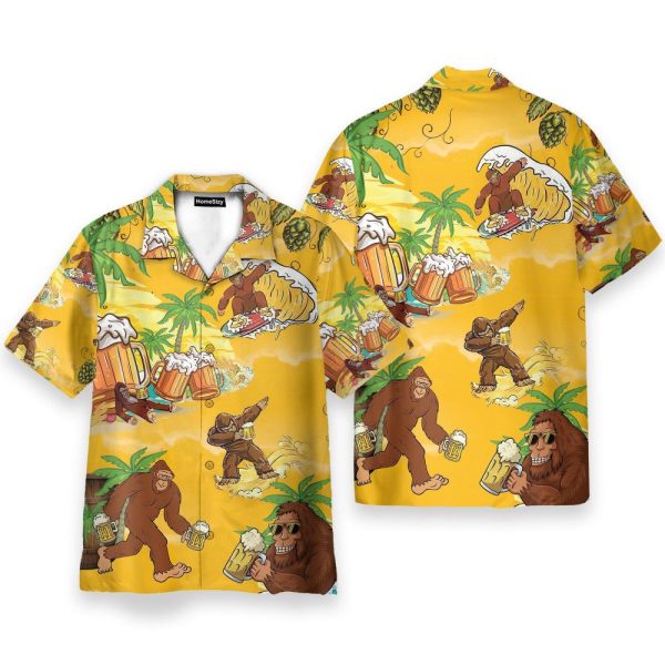 Bigfoot Summer Beer Men'S Button'S Up Shirts Hawaiian Shirt
