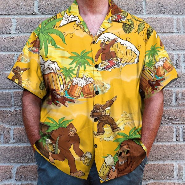 Bigfoot Summer Beer Men'S Button'S Up Shirts Hawaiian Shirt