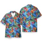 Parrot In Tropical Green Leaves Hawaiian Shirt & Beach Shorts