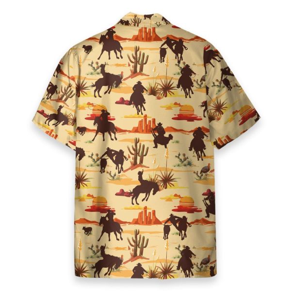 Vintage Texas Desert Cowboy Horse Racing Hawaiian Shirt & Beach Shorts