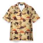 Vintage Texas Desert Cowboy Horse Racing Hawaiian Shirt & Beach Shorts