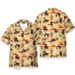 Vintage Texas Desert Cowboy Horse Racing Hawaiian Shirt & Beach Shorts