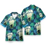 Bigfoot Footprint Men'S Button'S Up Shirts Hawaiian Shirt & Beach Shorts