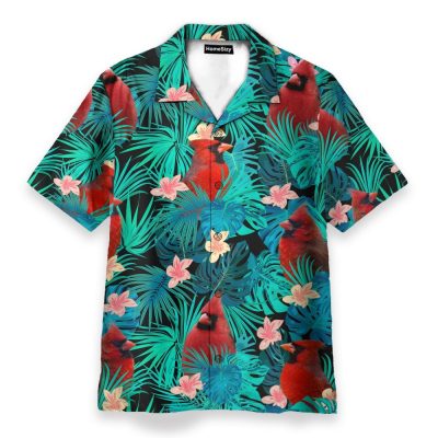 Cardinal Tropical Flowers Pattern Hawaiian Shirt