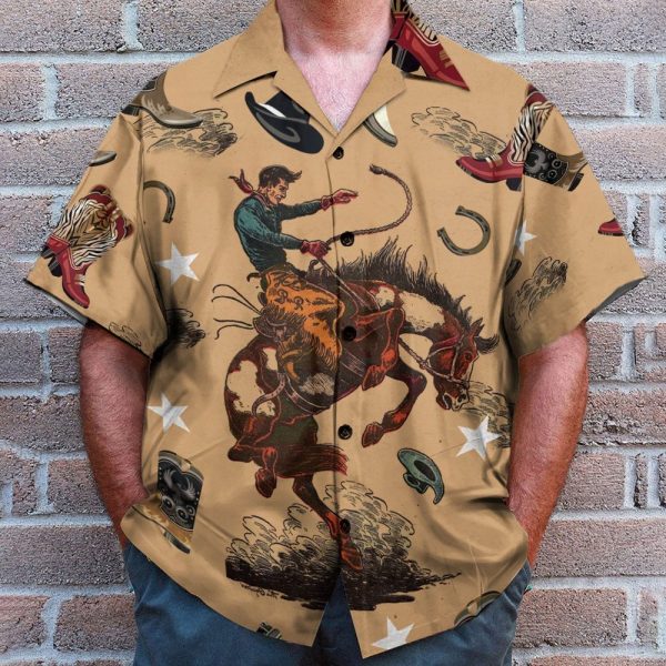 Cowboy Life Men'S Button'S Up Shirts Hawaiian Shirt & Beach Shorts